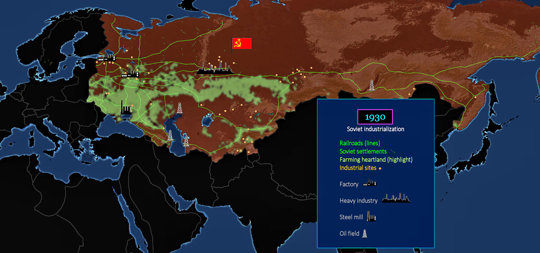 Soviet forced industrialization, 1930 map